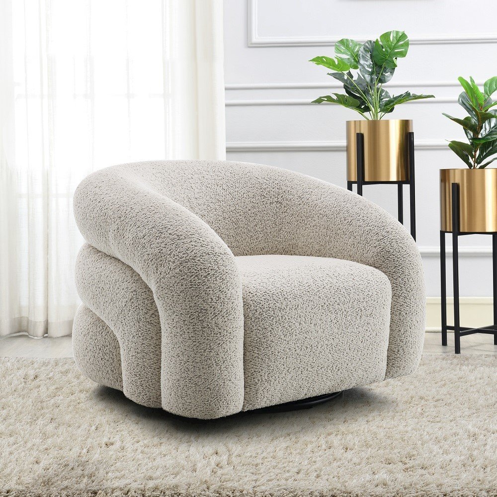 Irma Chair w/Swivel Gray Boucle. Picture 1