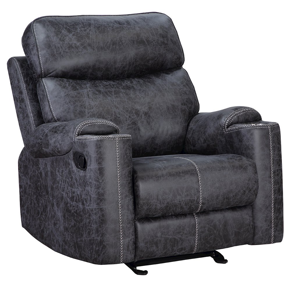 Hirah Motion Glider Recliner Dark Gray Polish Microfiber. Picture 2