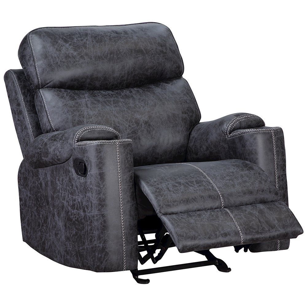 Hirah Motion Glider Recliner Dark Gray Polish Microfiber. Picture 3