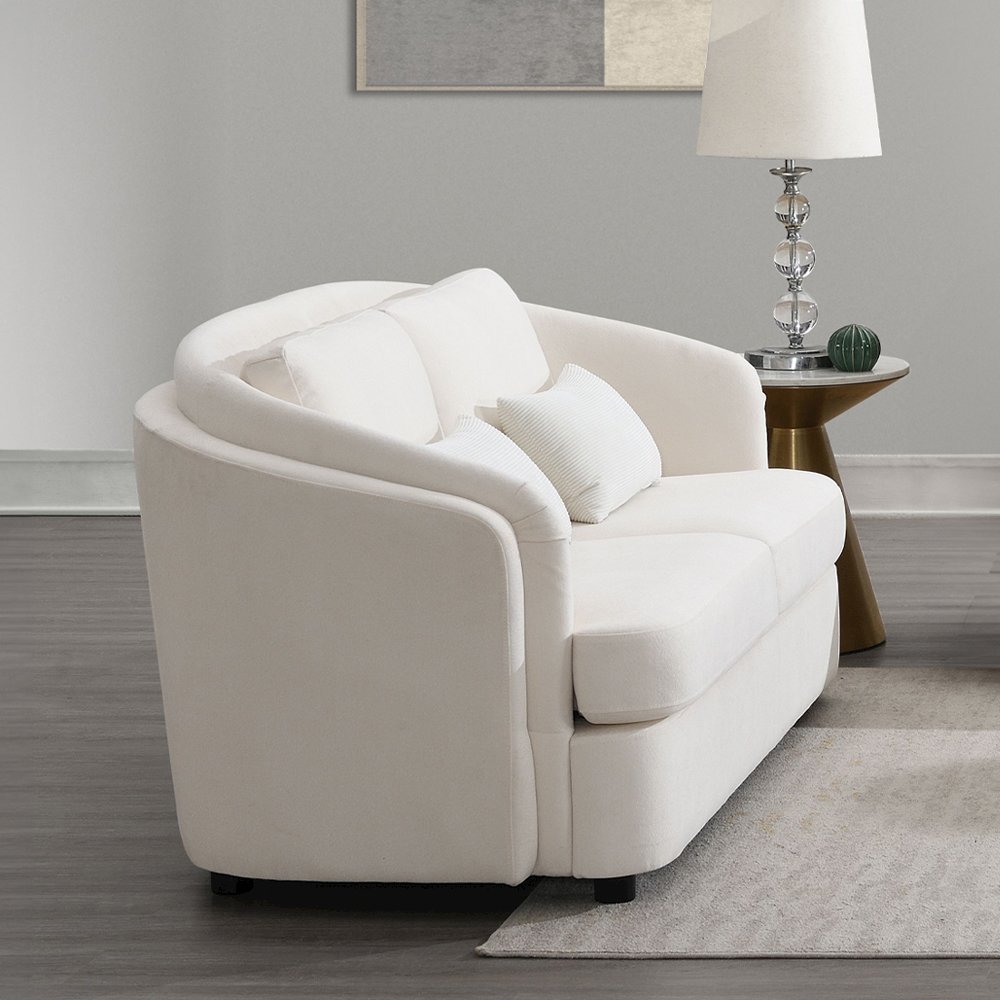 Mariko Loveseat w/2 Pillows Beige Linen. Picture 1