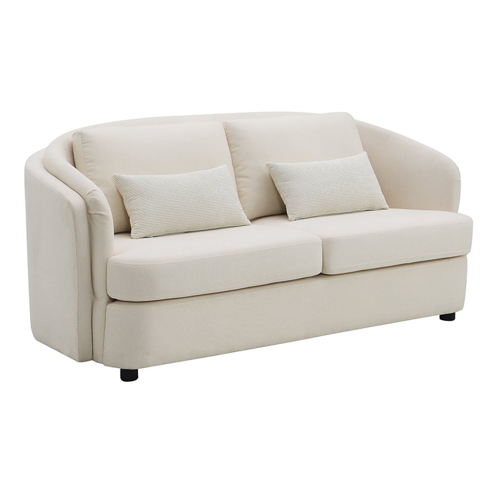 Mariko Loveseat w/2 Pillows Beige Linen. Picture 2