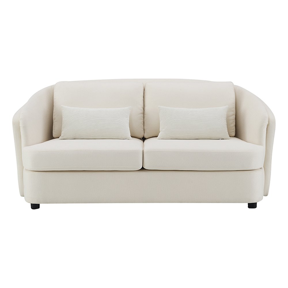 Mariko Loveseat w/2 Pillows Beige Linen. Picture 3