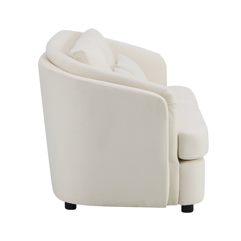 Mariko Loveseat w/2 Pillows Beige Linen. Picture 4