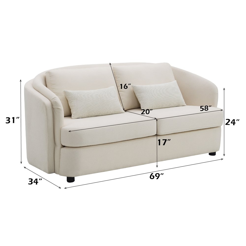 Mariko Loveseat w/2 Pillows Beige Linen. Picture 9