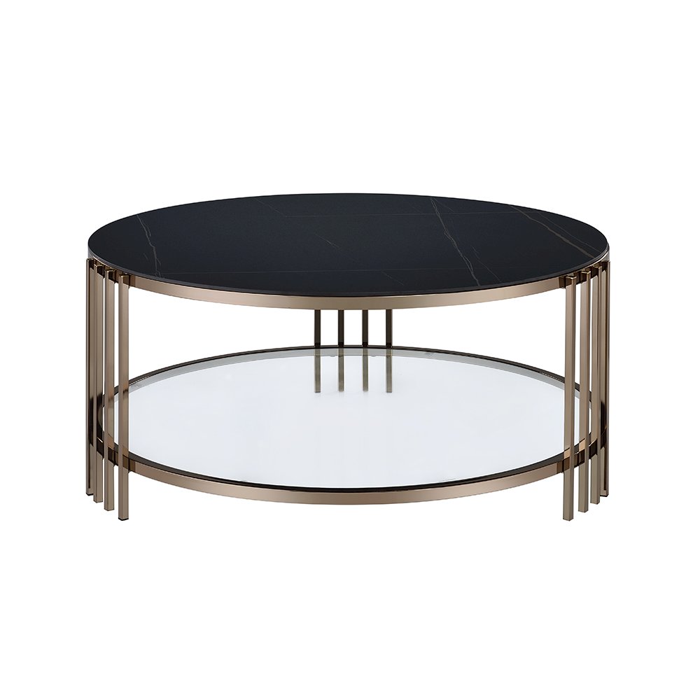 Abisha Coffee Table Sintered Stone Top & Champagne. Picture 2