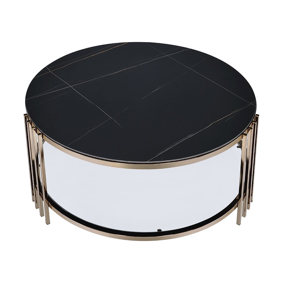 Abisha Coffee Table Sintered Stone Top & Champagne. Picture 4