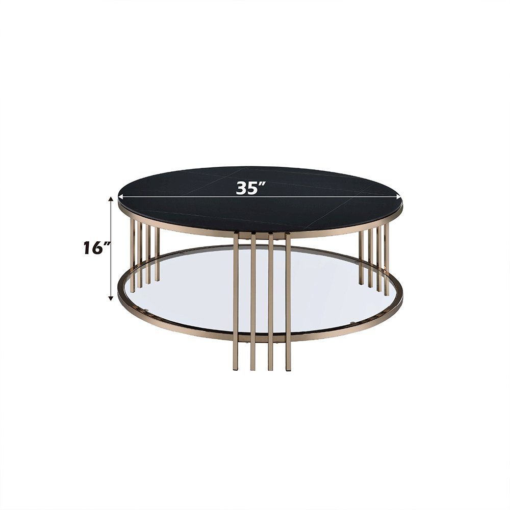 Abisha Coffee Table Sintered Stone Top & Champagne. Picture 6