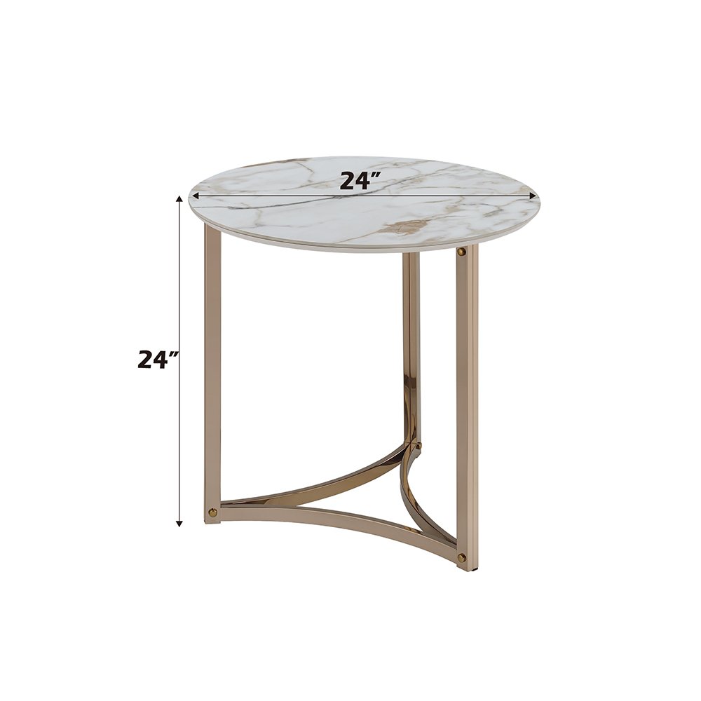Aziz End Table Sintered Stone Top & Champagne. Picture 4