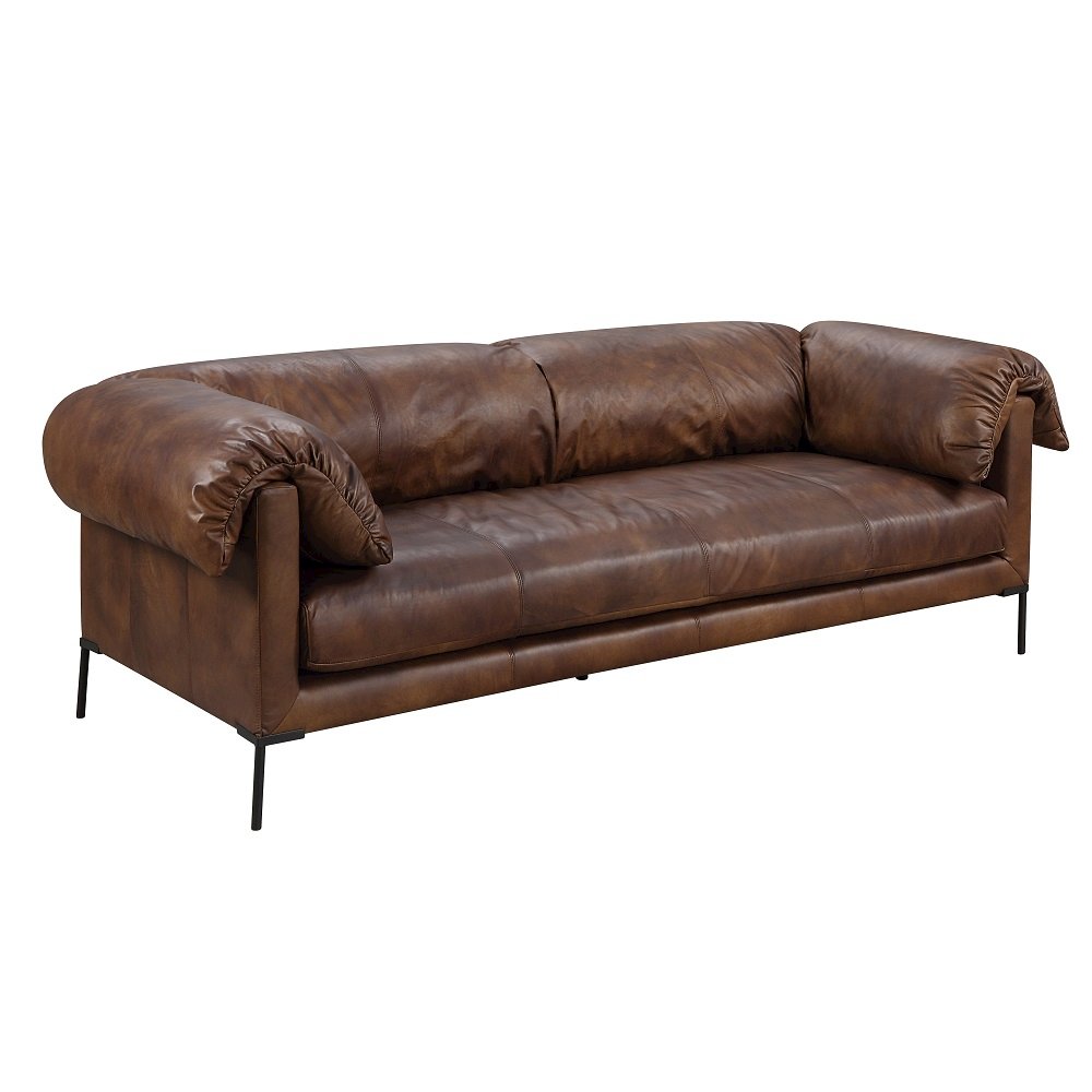Jaron Sofa Mocha Top Grain Leather. Picture 2