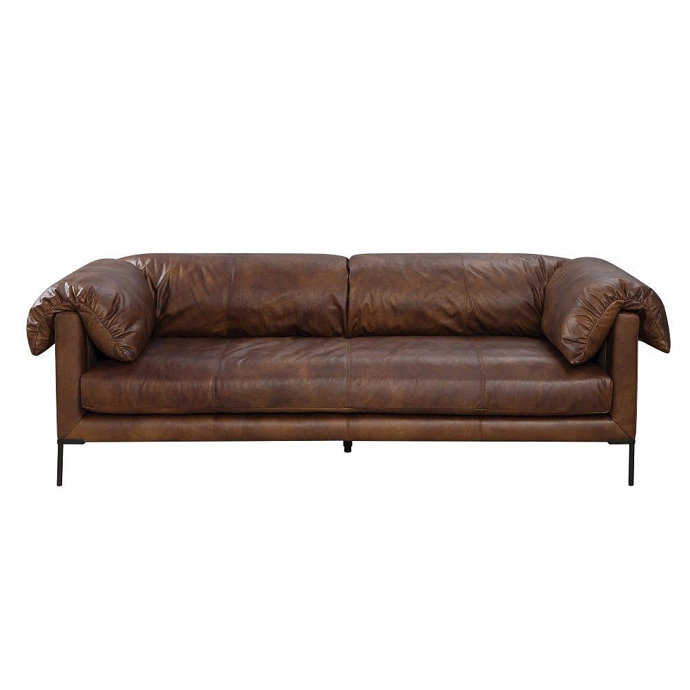 Jaron Sofa Mocha Top Grain Leather. Picture 3