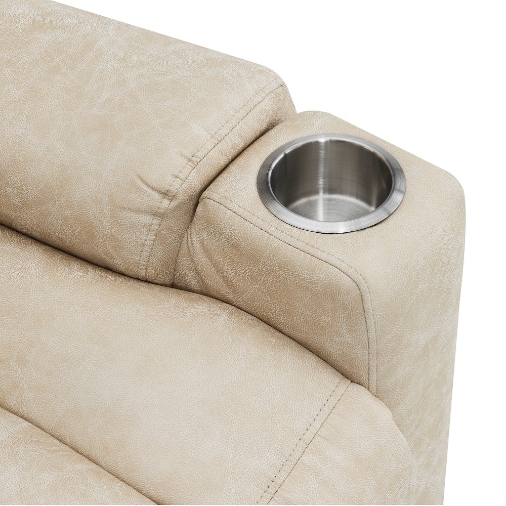 Nairi Power Recliner w/Lift, Heating & Massage Ivory Polished Microfiber. Picture 10