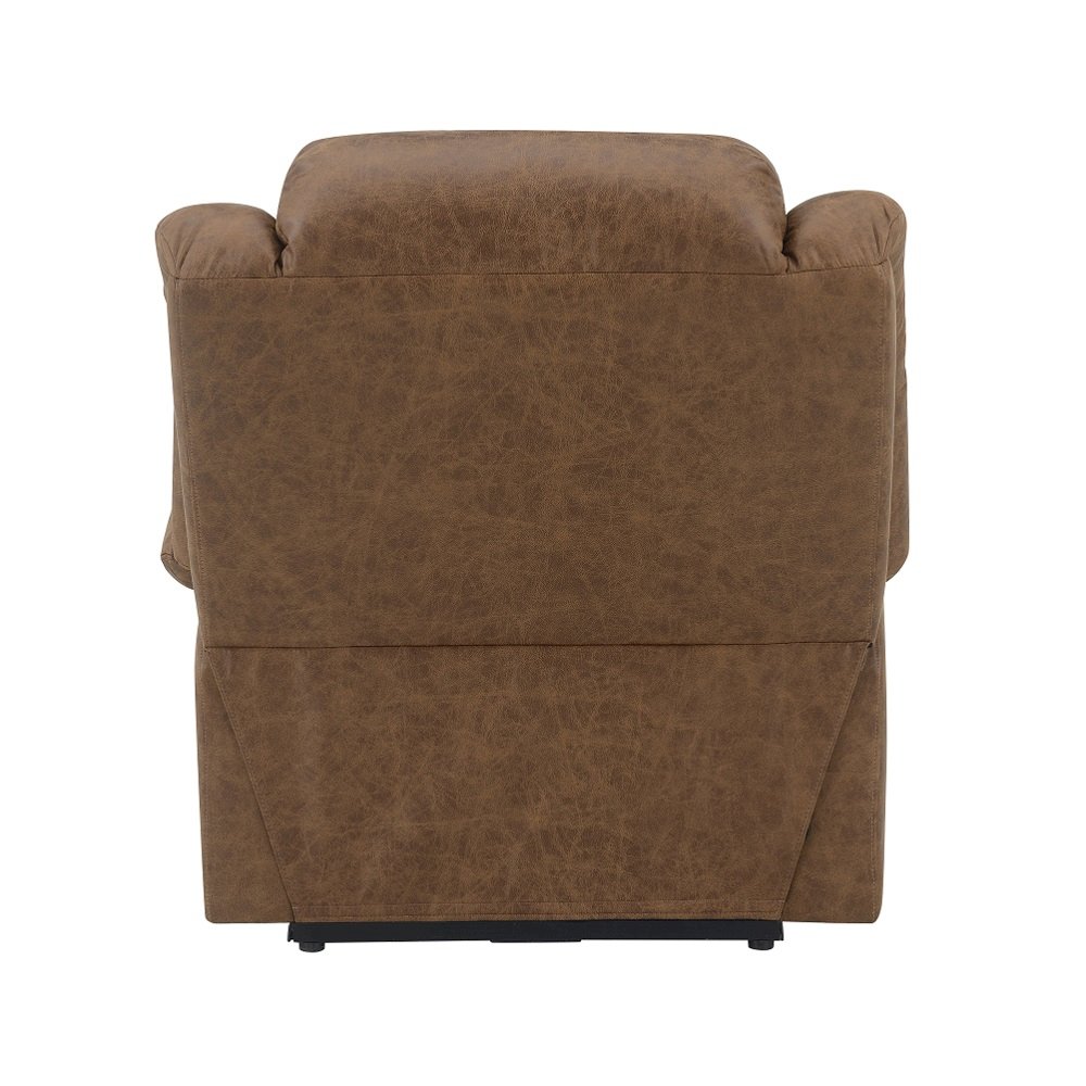 Omarion Power Recliner w/Lift, Heating & Massage Brown Polished Microfiber. Picture 6