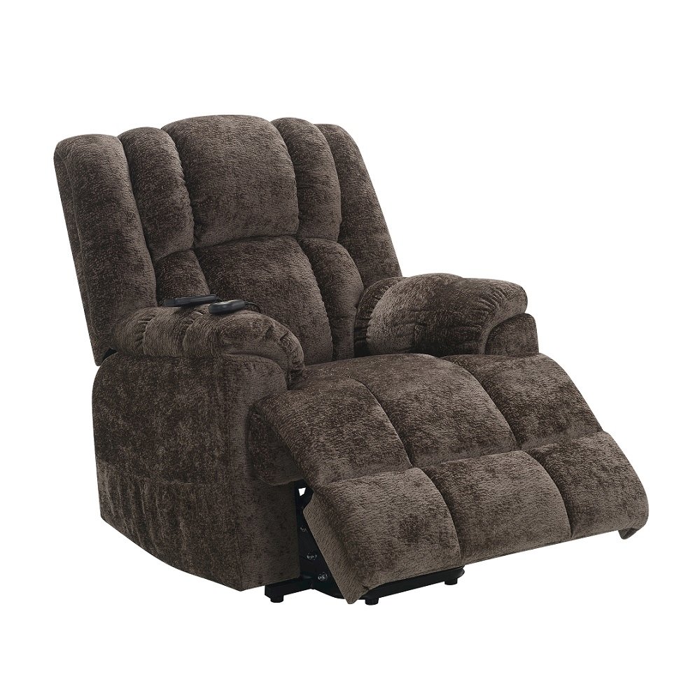 Pacay Power Recliner w/Lift, Heating & Massage Brown Chenille. Picture 6