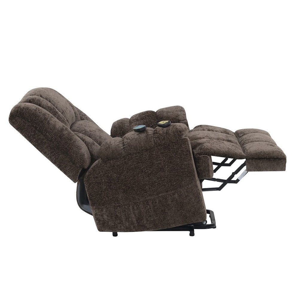 Pacay Power Recliner w/Lift, Heating & Massage Brown Chenille. Picture 7