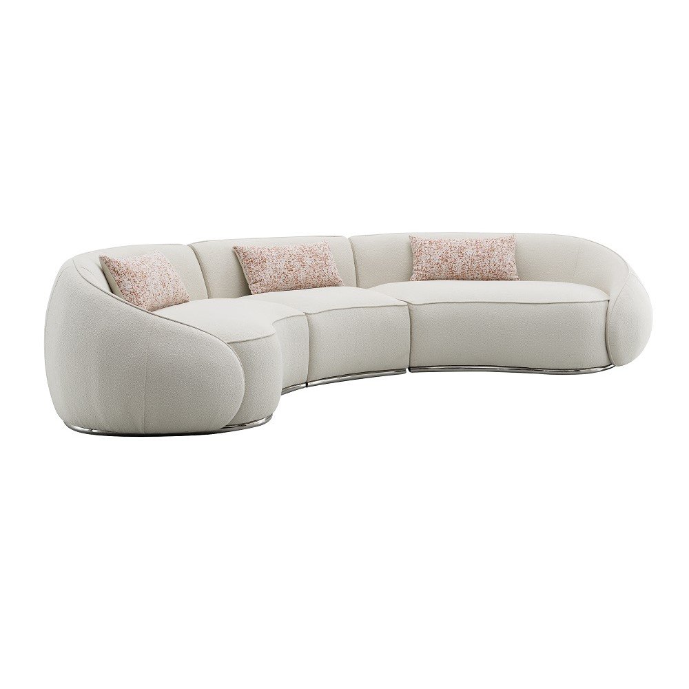 Sahara Sectional Sofa w/3 Pillows Beige Boucle. Picture 2