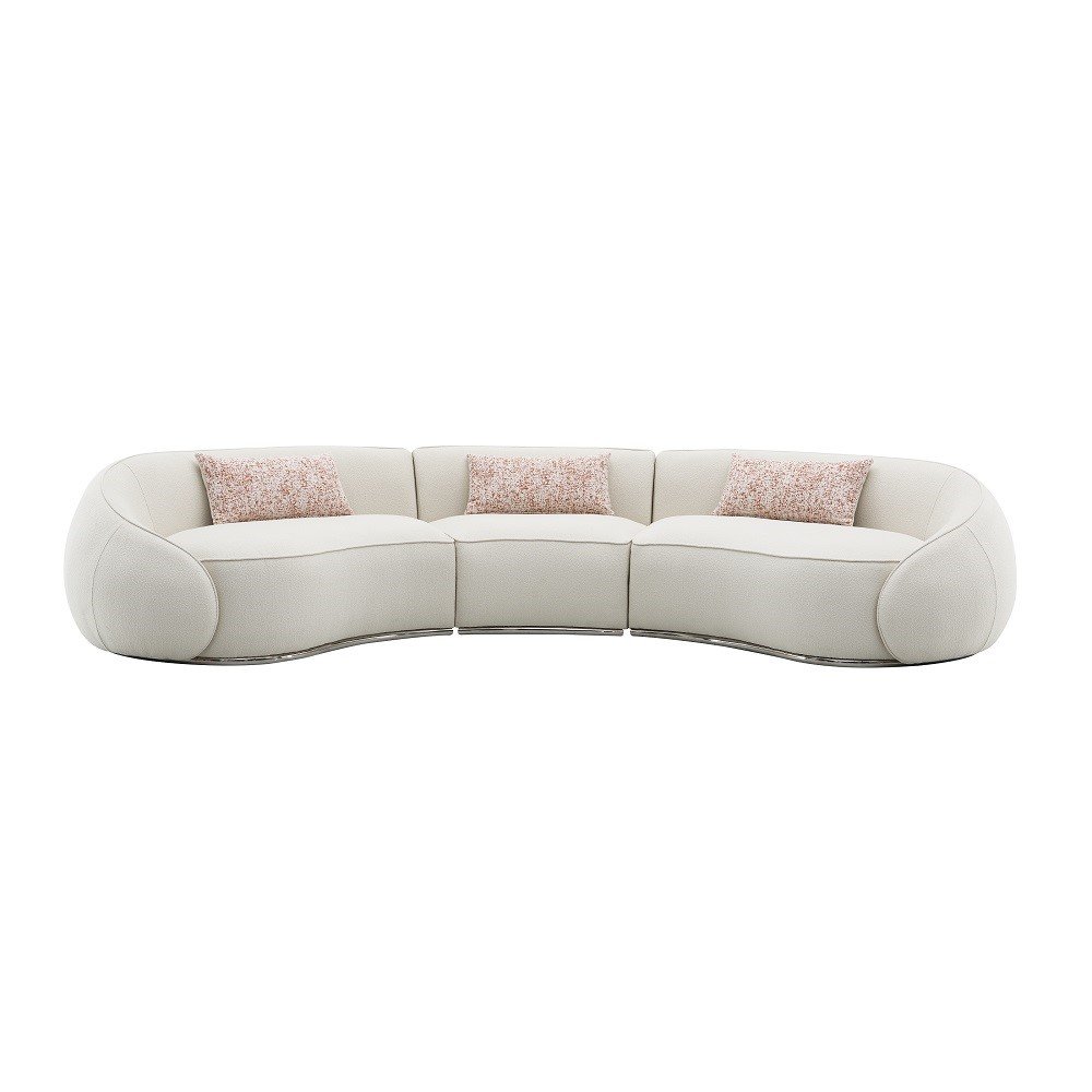 Sahara Sectional Sofa w/3 Pillows Beige Boucle. Picture 3