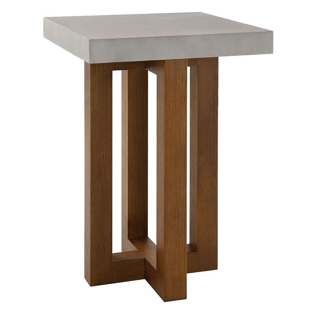 Keven End Table Faux Concrete Top & Walnut. Picture 2