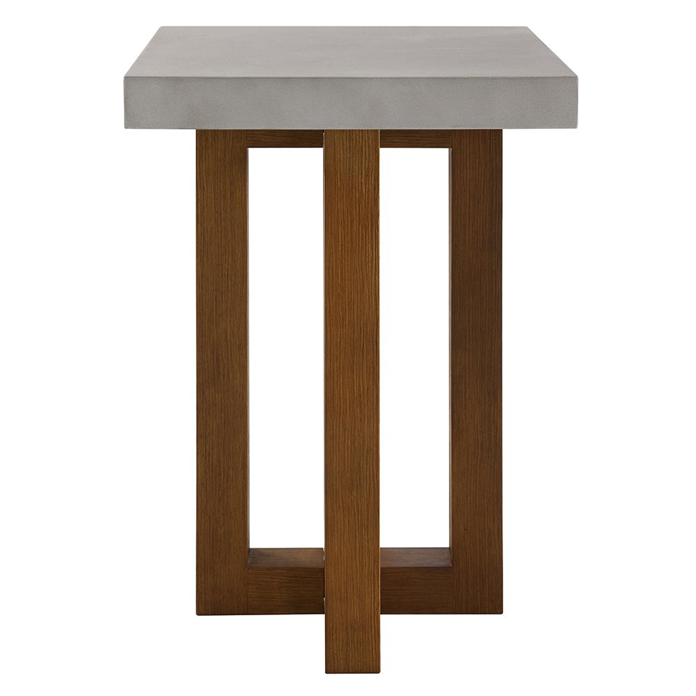 Keven End Table Faux Concrete Top & Walnut. Picture 3