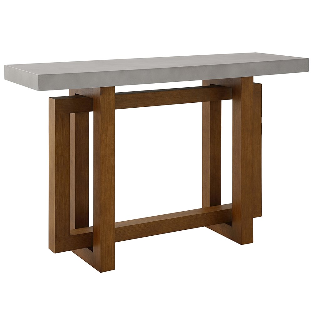 Keven Sofa Table Faux Concrete Top & Walnut. Picture 2