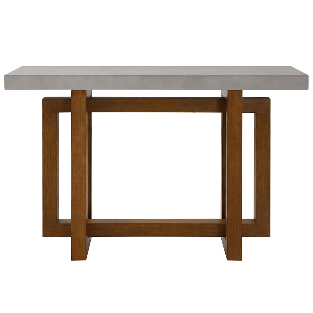 Keven Sofa Table Faux Concrete Top & Walnut. Picture 3