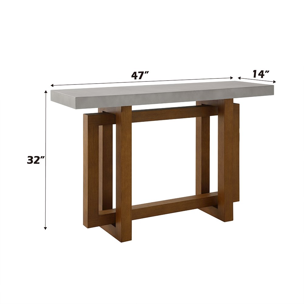 Keven Sofa Table Faux Concrete Top & Walnut. Picture 6