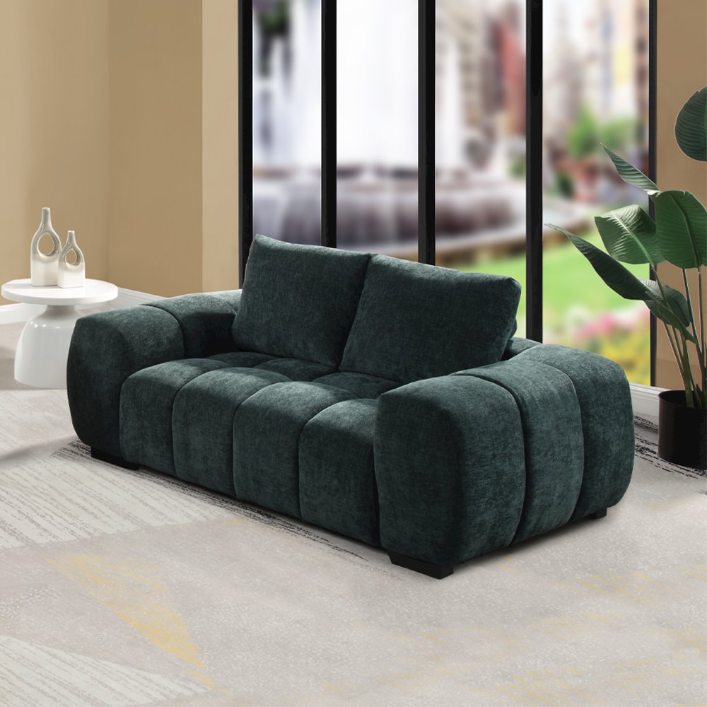 Ferrand Loveseat Green Chenille. Picture 1