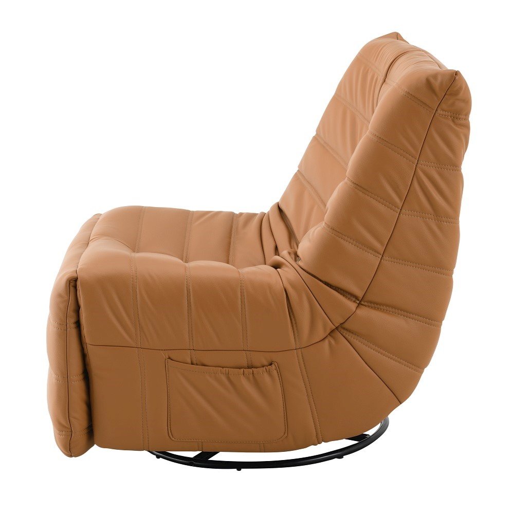 Talmon Glider Recliner w/Swivel Orange Synthetic Leather. Picture 4