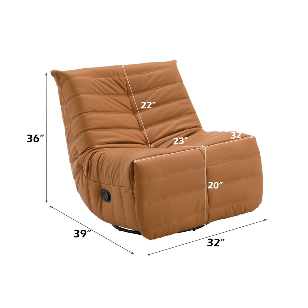 Talmon Glider Recliner w/Swivel Orange Synthetic Leather. Picture 7