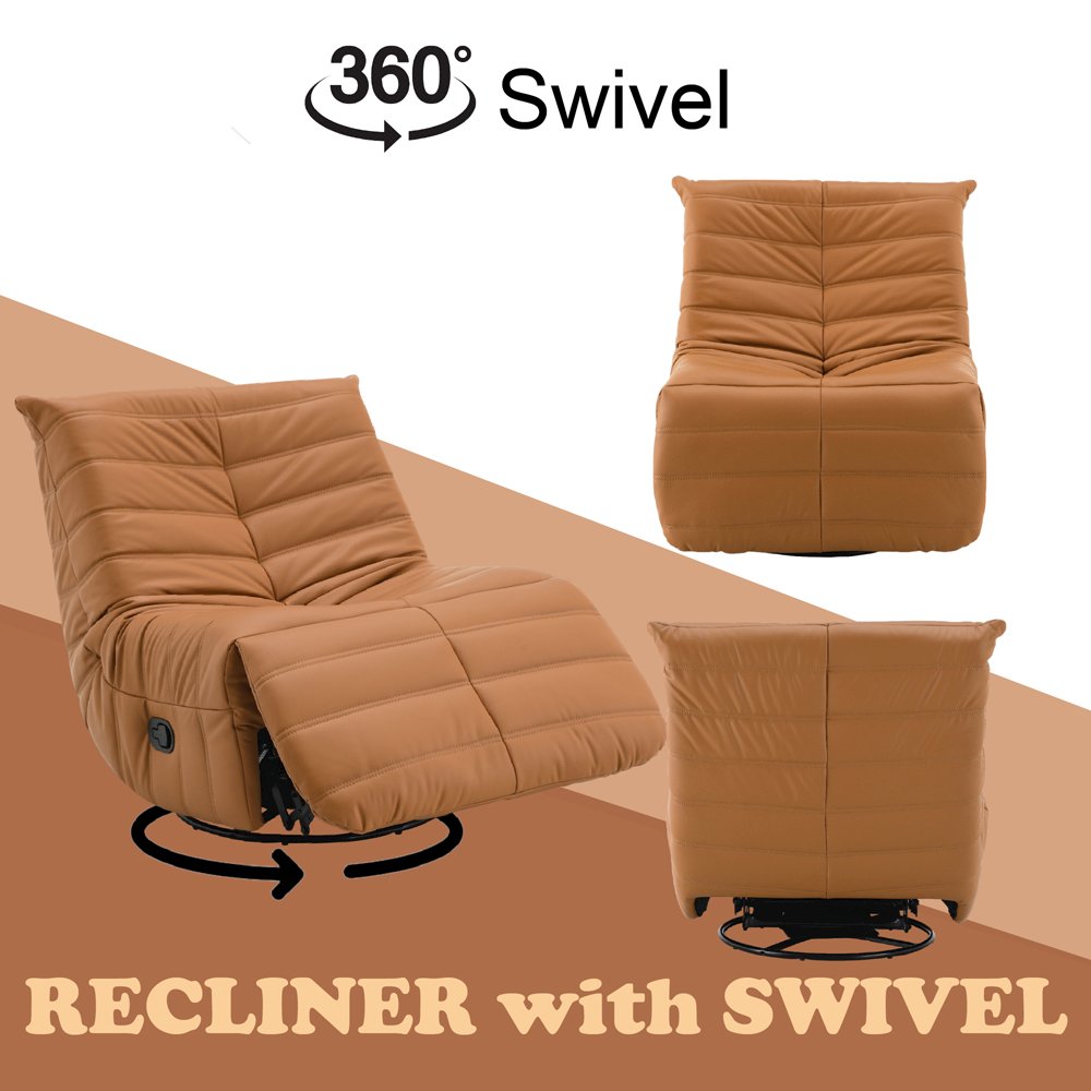 Talmon Glider Recliner w/Swivel Orange Synthetic Leather. Picture 8