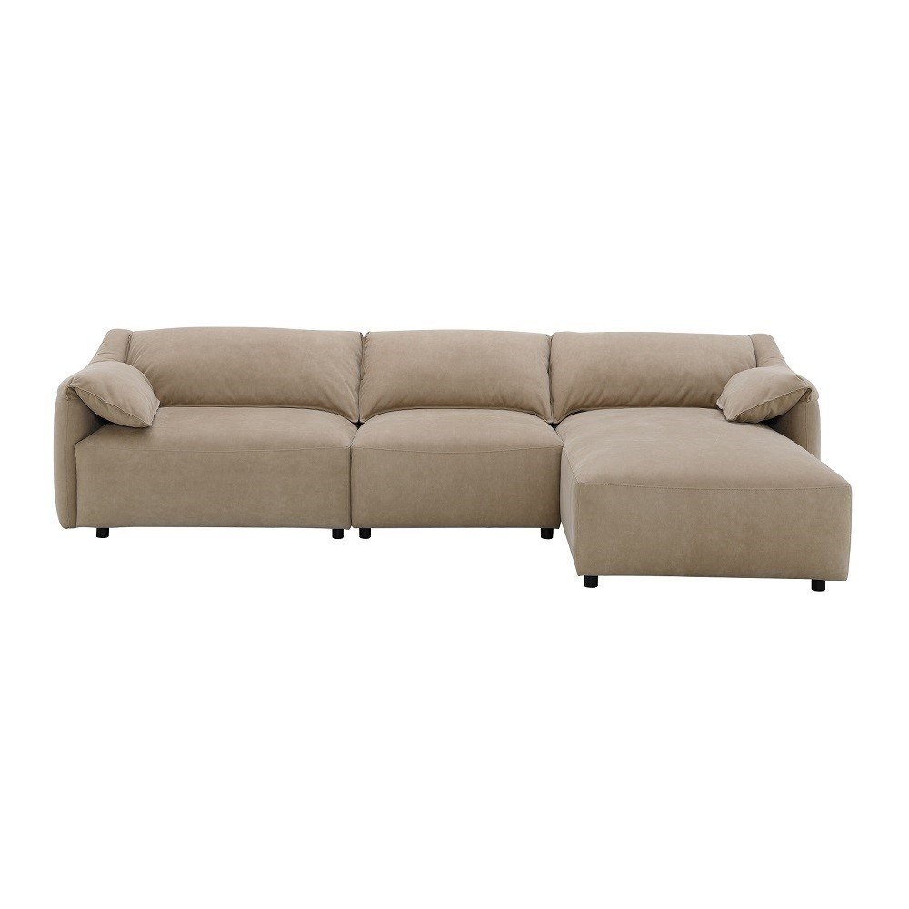 Veata Sectional Sofa Light Brown Suede. Picture 3