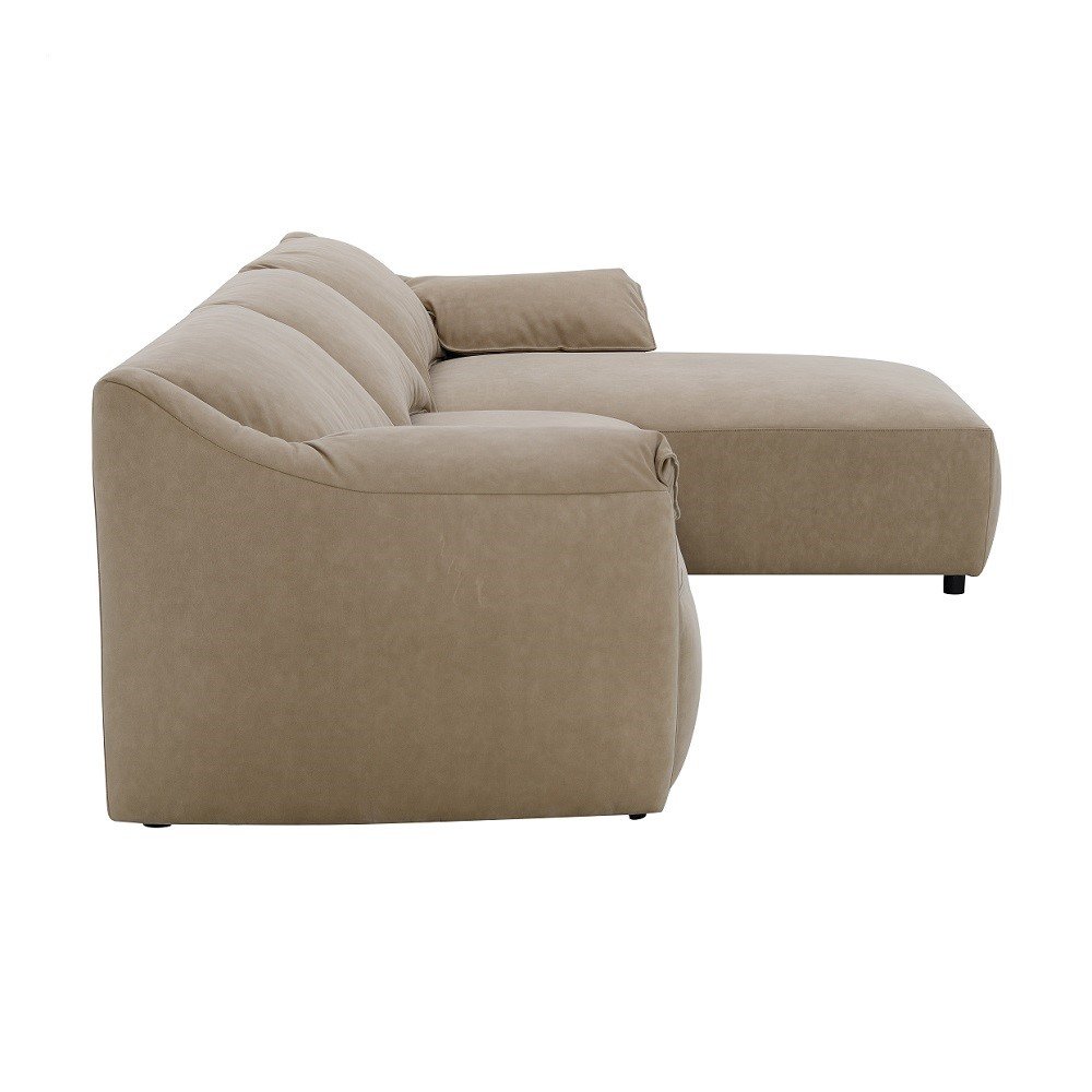 Veata Sectional Sofa Light Brown Suede. Picture 5