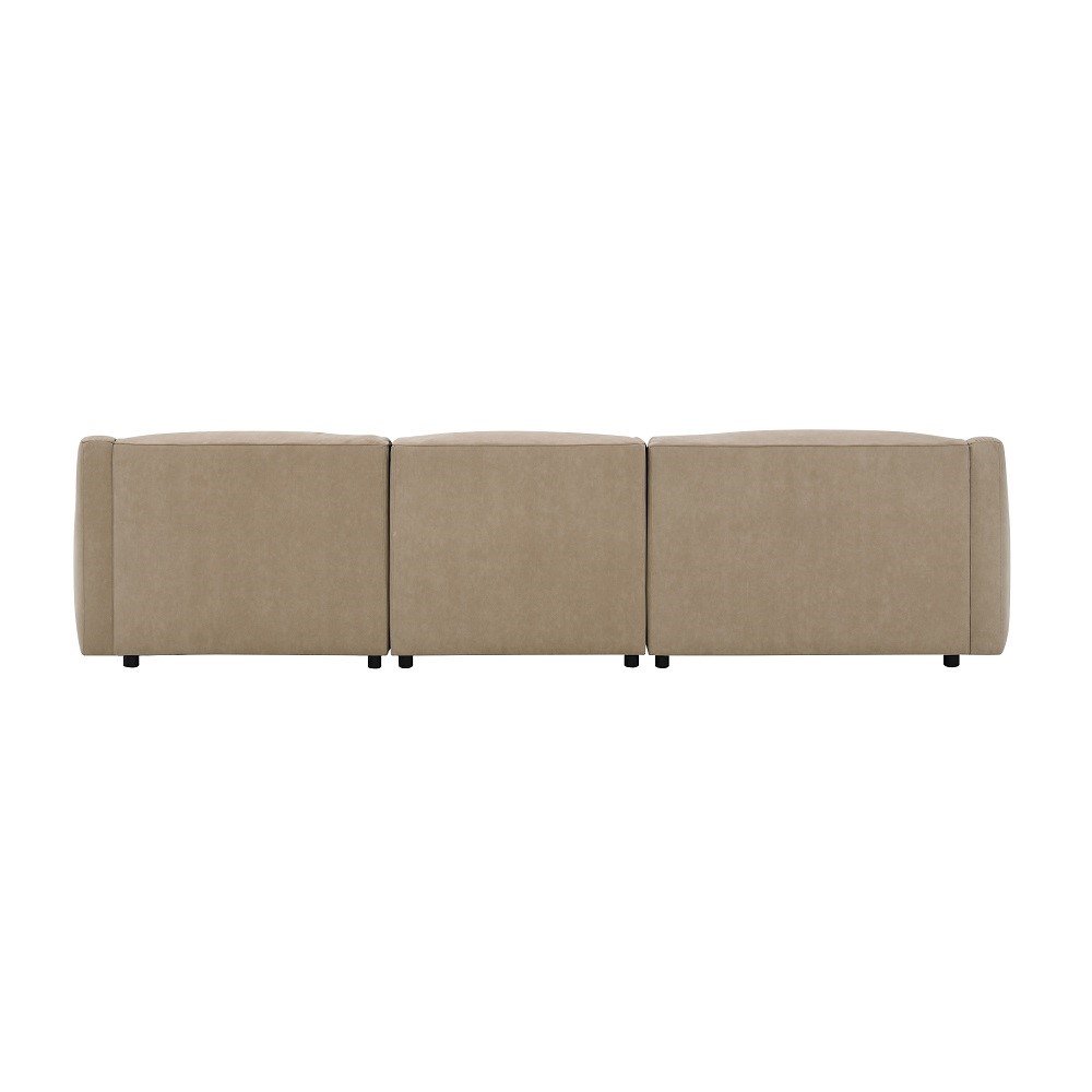 Veata Sectional Sofa Light Brown Suede. Picture 6