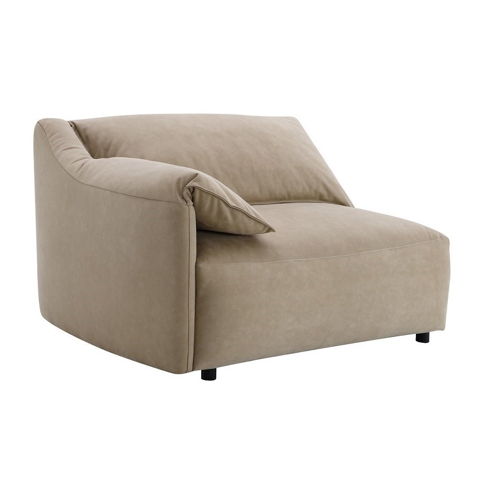 Veata Sectional Sofa Light Brown Suede. Picture 7