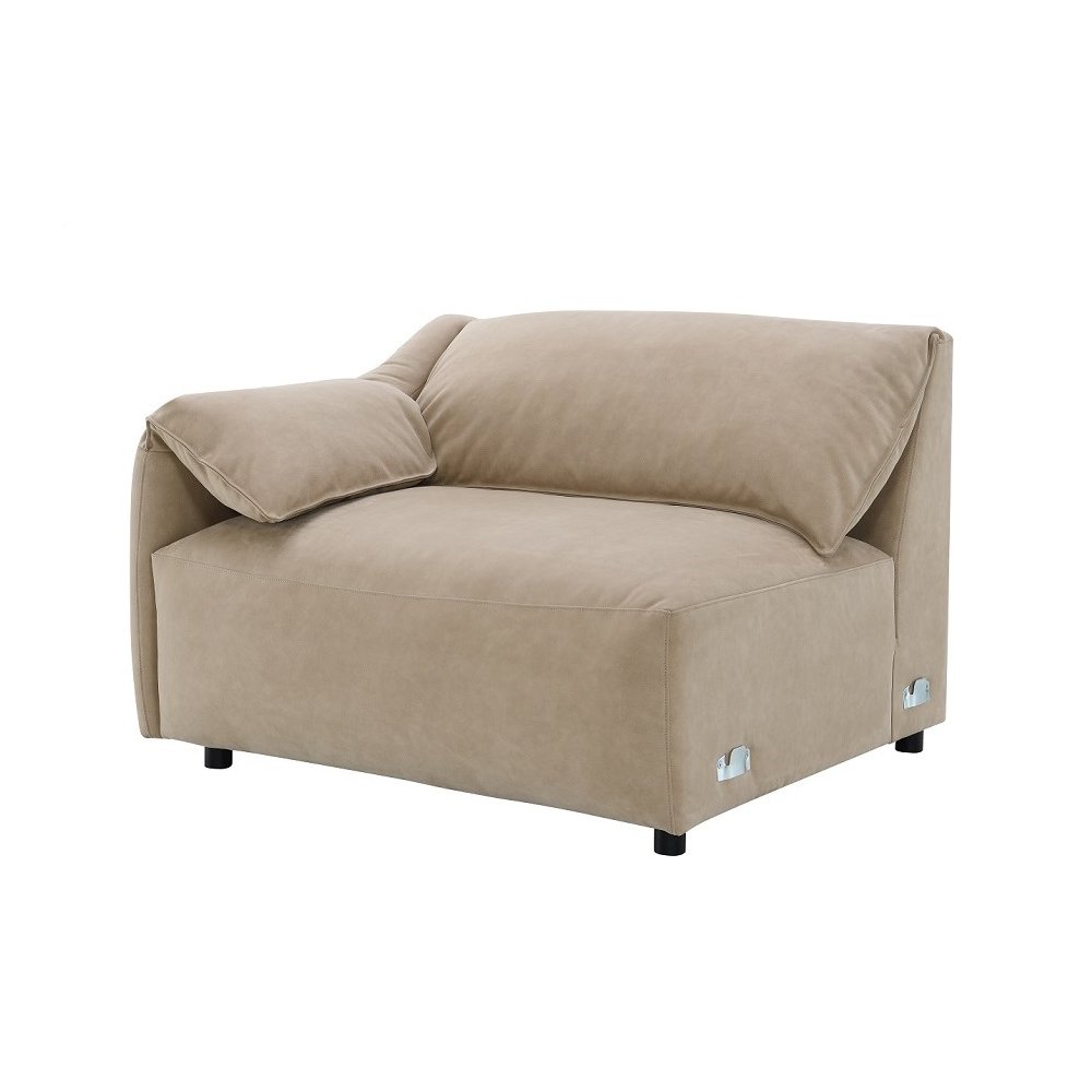 Veata Sectional Sofa Light Brown Suede. Picture 8