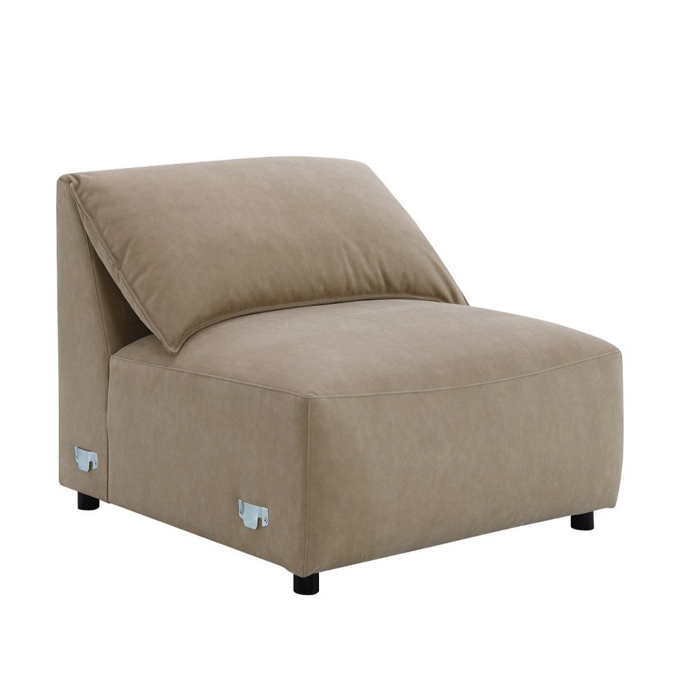 Veata Sectional Sofa Light Brown Suede. Picture 9