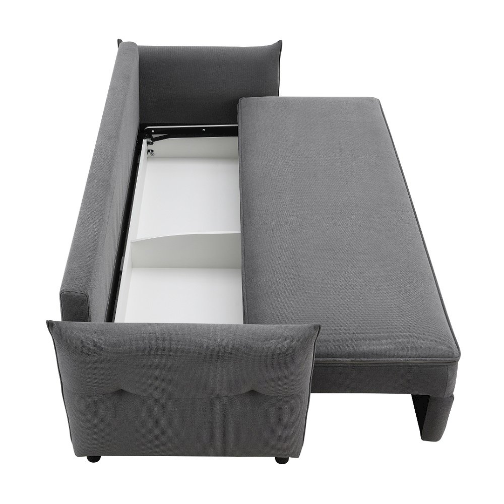 Irina Sofa w/Sleeper, Storage & 4 Pillows Gray Fabric. Picture 2