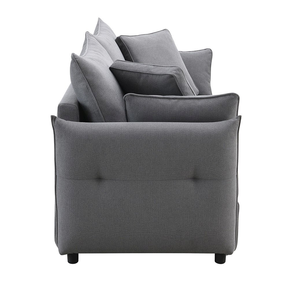 Irina Sofa w/Sleeper, Storage & 4 Pillows Gray Fabric. Picture 4