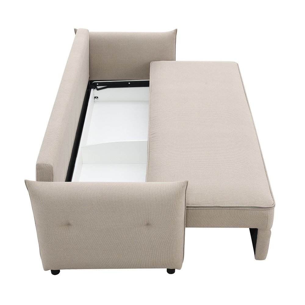 Irina Sofa w/Sleeper, Storage & 4 Pillows Beige Fabric. Picture 2