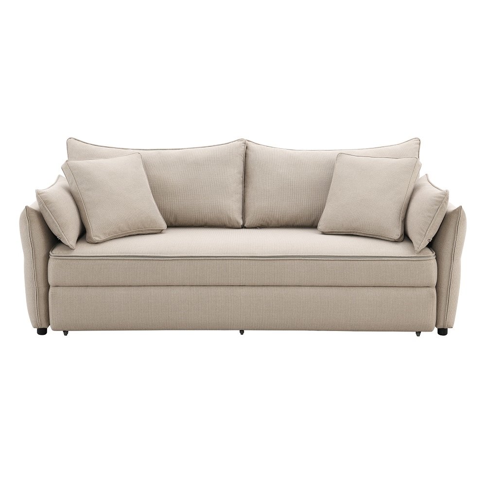 Irina Sofa w/Sleeper, Storage & 4 Pillows Beige Fabric. Picture 3