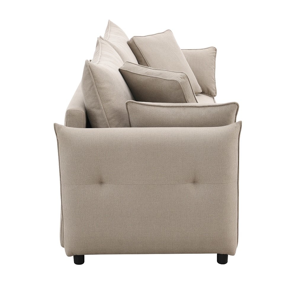 Irina Sofa w/Sleeper, Storage & 4 Pillows Beige Fabric. Picture 4