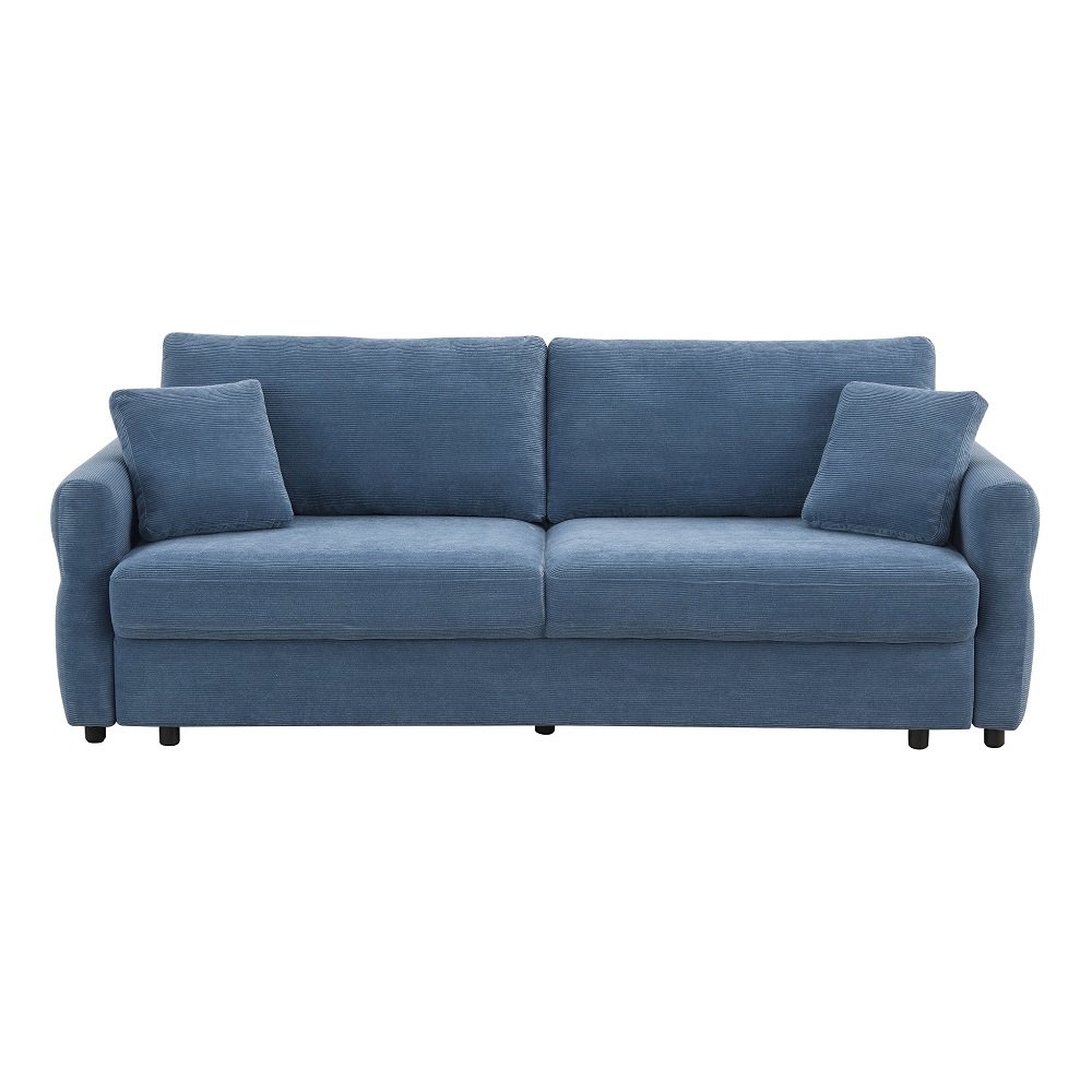 Haran Sofa w/Sleeper, Storage & 2 Pillows Blue Fabric. Picture 3