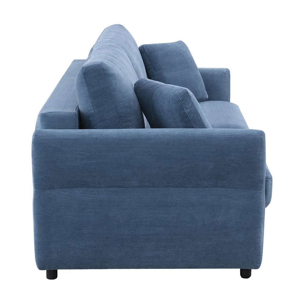 Haran Sofa w/Sleeper, Storage & 2 Pillows Blue Fabric. Picture 4