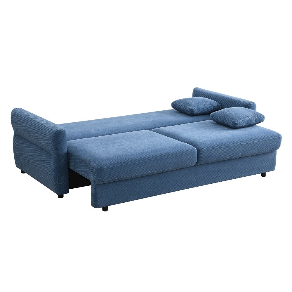 Haran Sofa w/Sleeper, Storage & 2 Pillows Blue Fabric. Picture 6