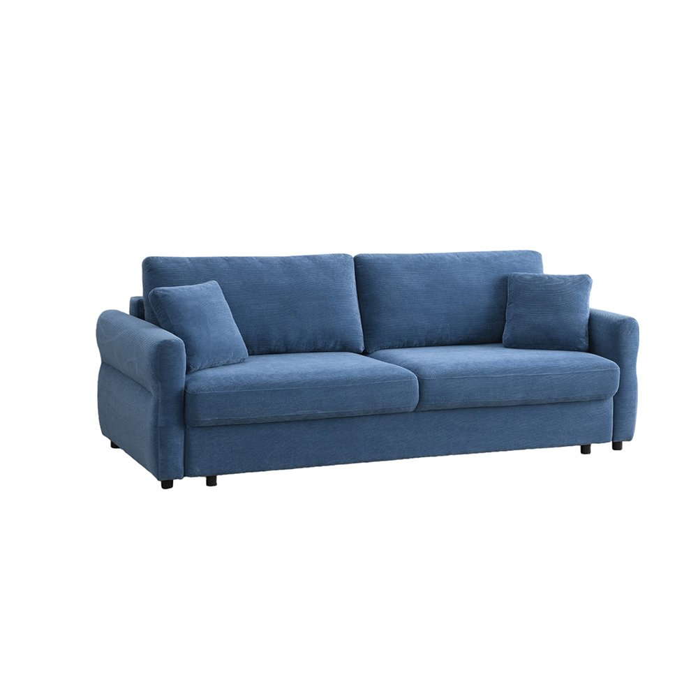 Haran Sofa w/Sleeper, Storage & 2 Pillows Blue Fabric. Picture 8