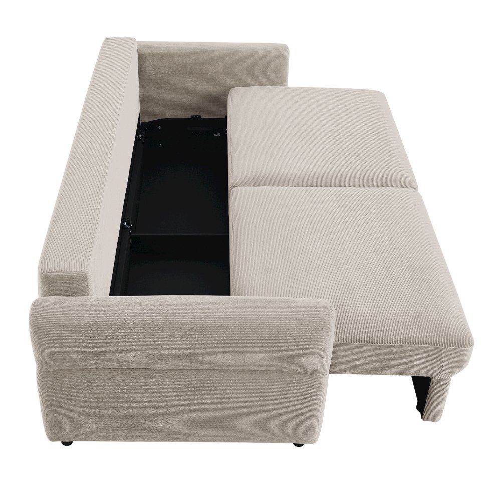 Haran Sofa w/Sleeper, Storage & 2 Pillows Beige Fabric. Picture 8