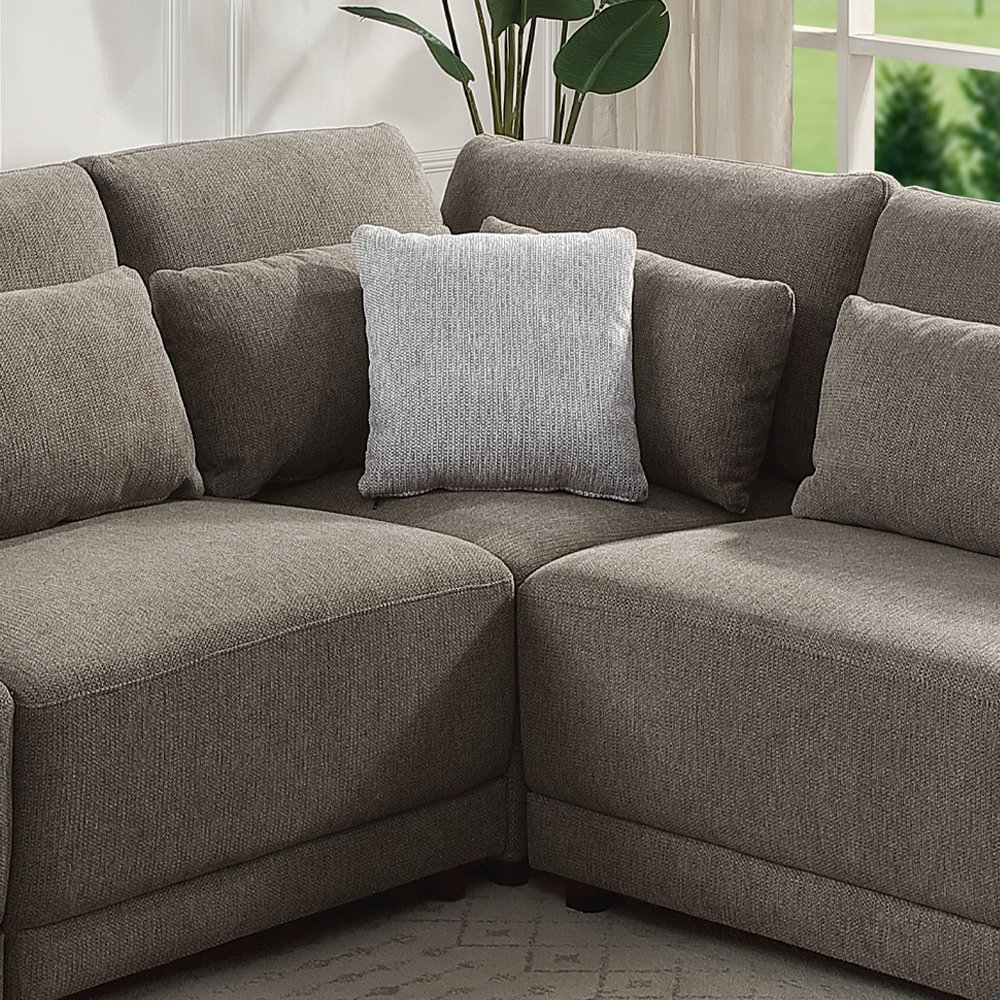 Rylie Modular - Wedge w/3 Pillows Brown Linen. Picture 1