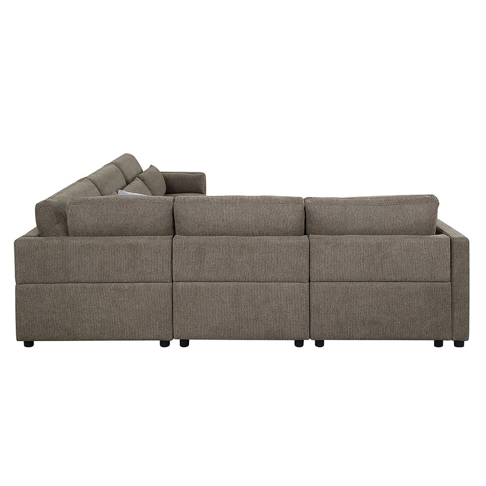 Rylie Modular - Wedge w/3 Pillows Brown Linen. Picture 8