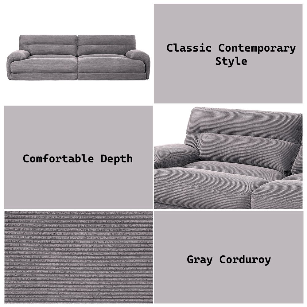Cadenza Sofa Gray Corduroy. Picture 10