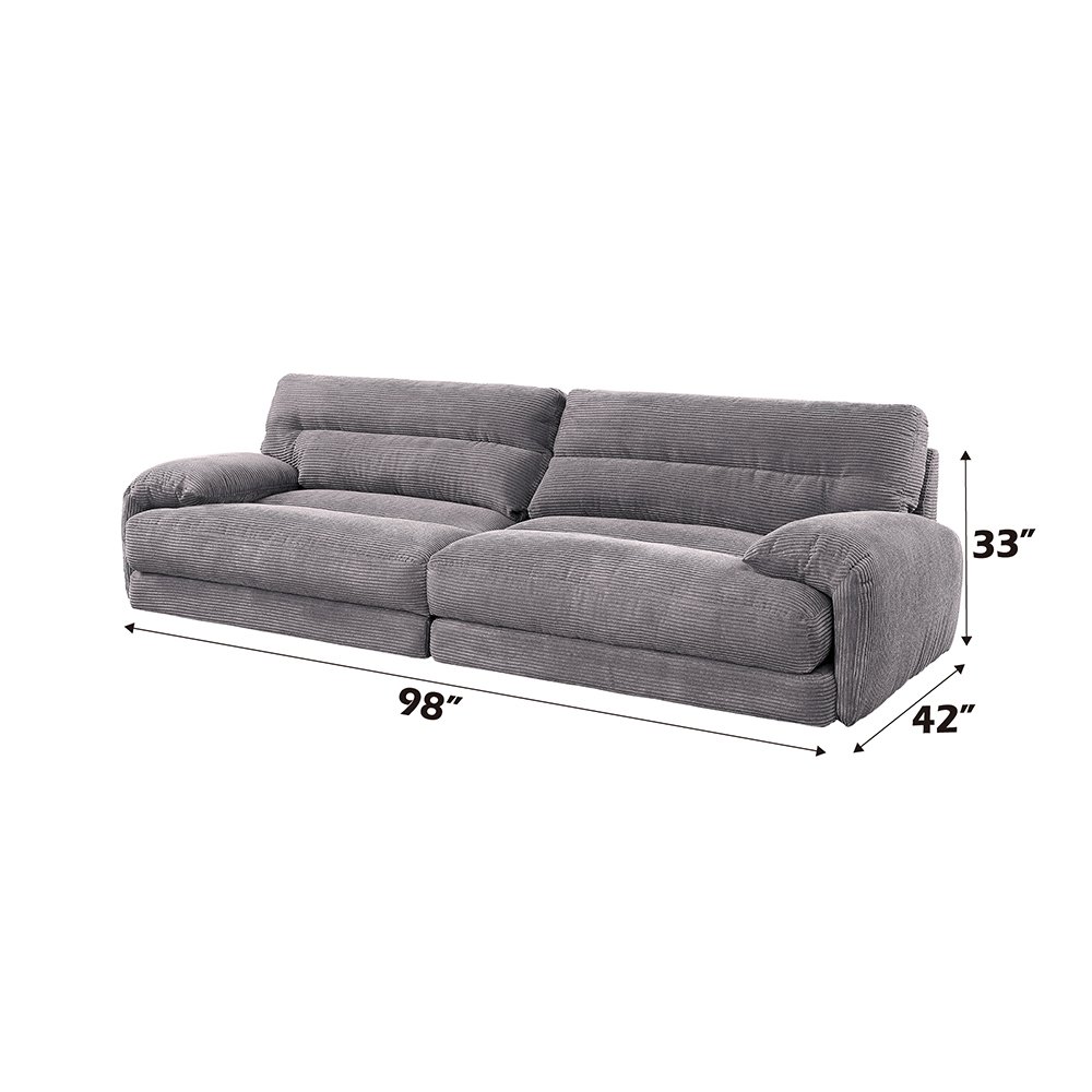 Cadenza Loveseat Gray Corduroy. Picture 10