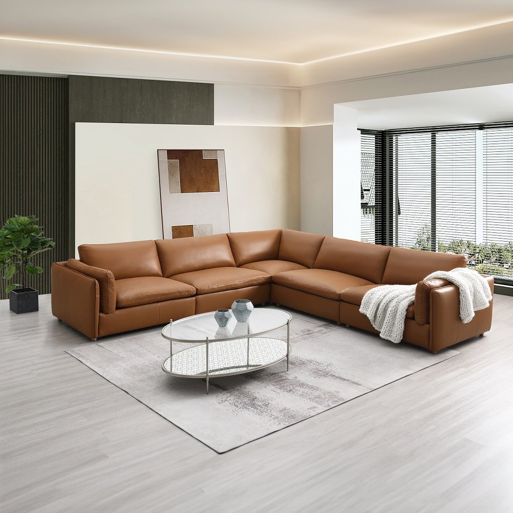 Brighton Modular - LF Arm Chair Brown Top Grain Leather. Picture 7